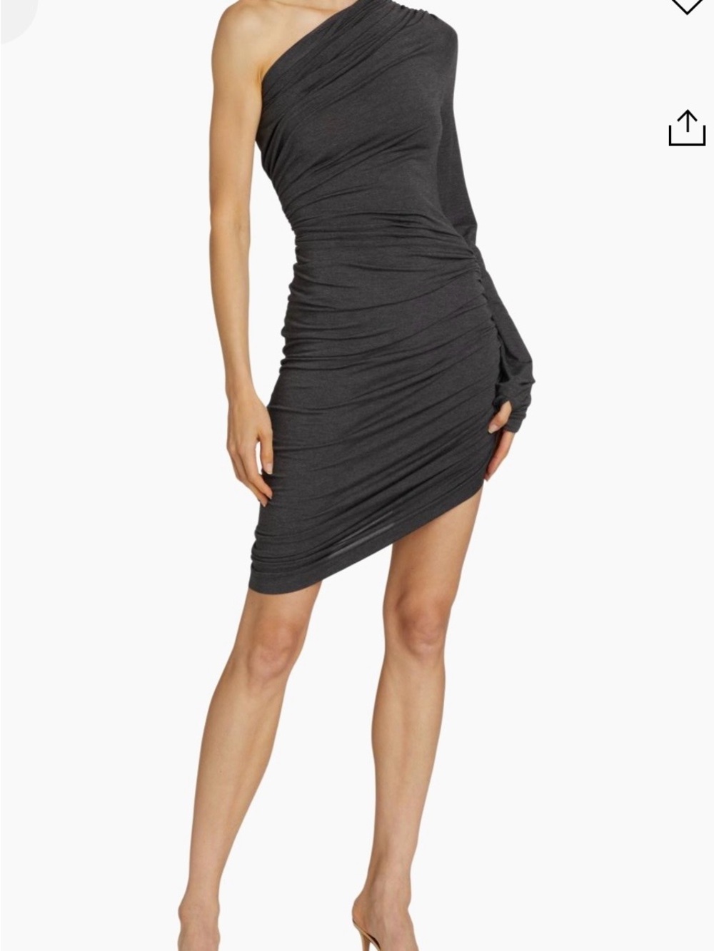 NWT Norma Kamali Lazy Diana Mini Dress M Gray Ruched Bodycon